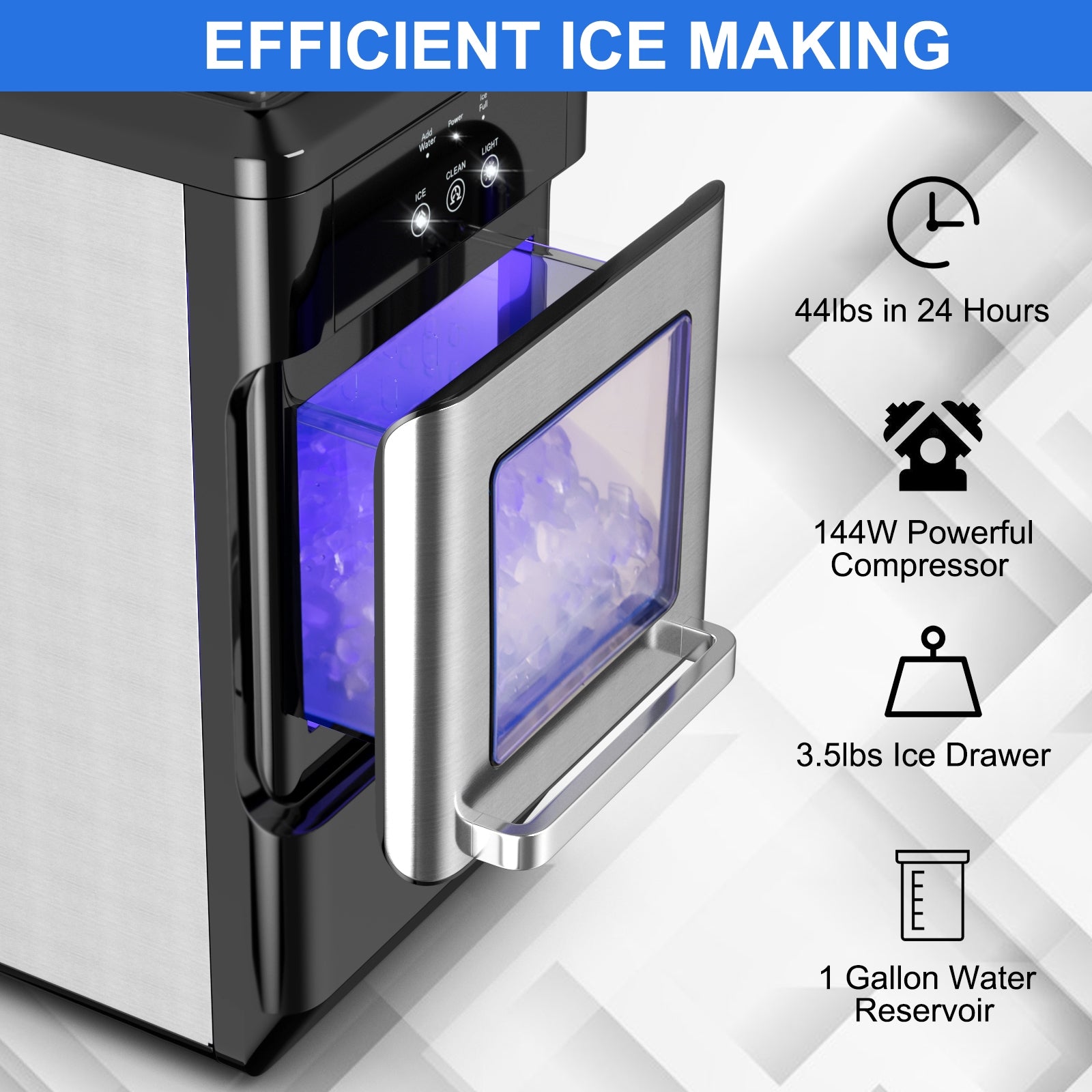 Ice Maker Countertop 44lbs Per Day with Ice Shovel and Self-Cleaning