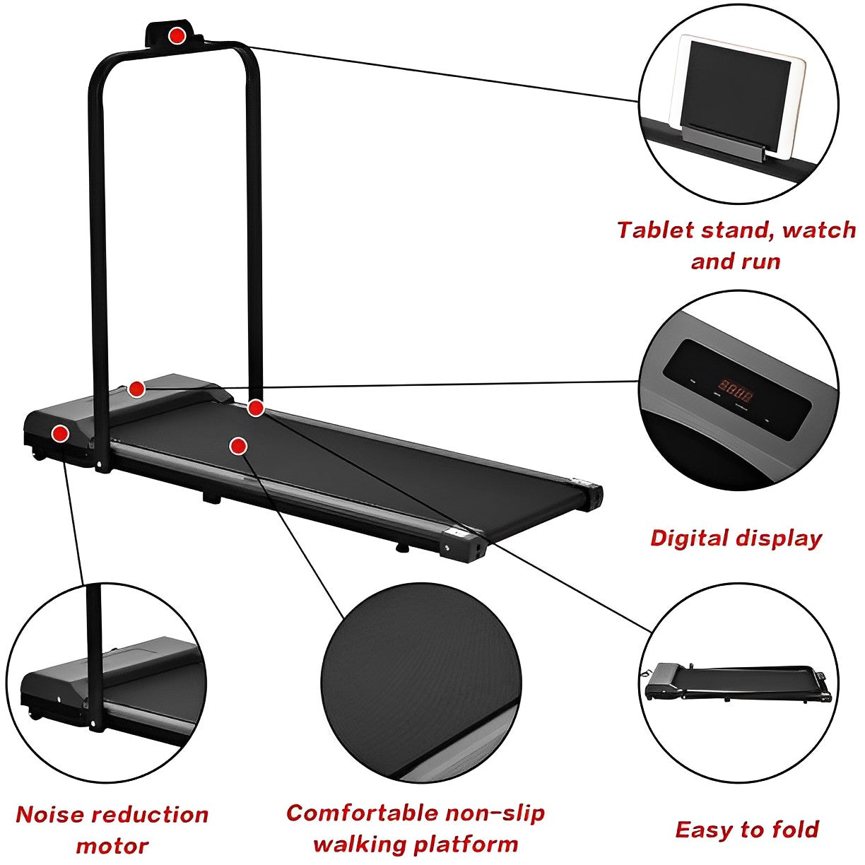 2.25HP 2 in 1 Folding Treadmill Under Desk Walking Machine with Remote Control