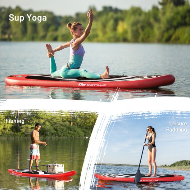 SUGIFT  Inflatable Stand Up Paddle Board with Carry Bag (10 Feet,Black And Red)