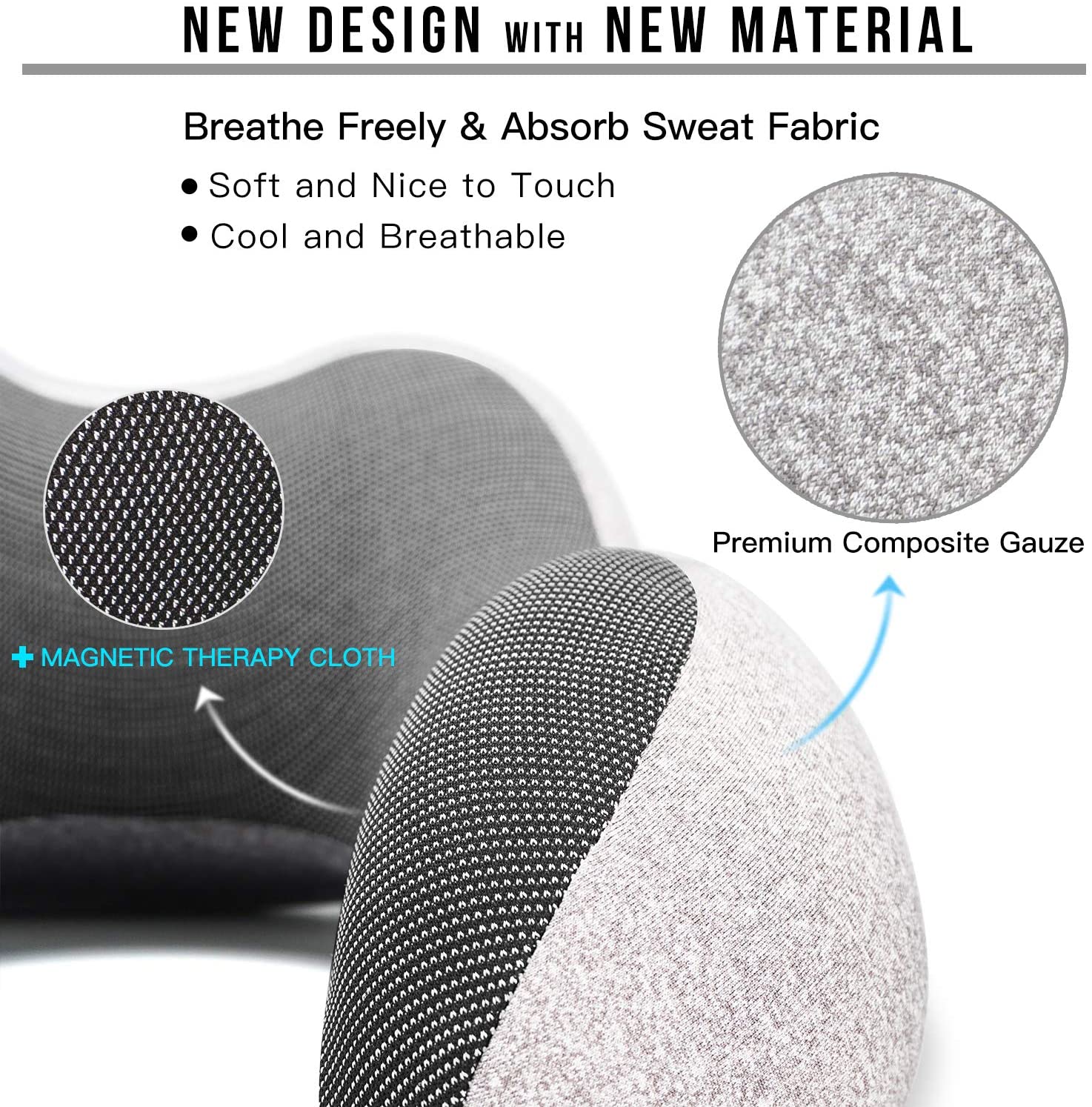 SUGIFT  Travel Pillow 100% Pure Memory Foam Neck Pillow, Comfortable & Breathable Cover, Machine Washable, Airplane Travel Kit with 3D Contoured Eye Masks, Earplugs, and Luxury Bag, Standard (Grey)