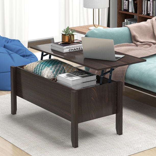 SUGIFT  Modern Lift-Top Coffee Table with Storage, Sofa Table For Living Room Chestunt