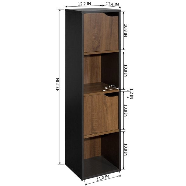 SUGIFT  Storage Cabinet Cube Bookcase Bookshelf, Brown