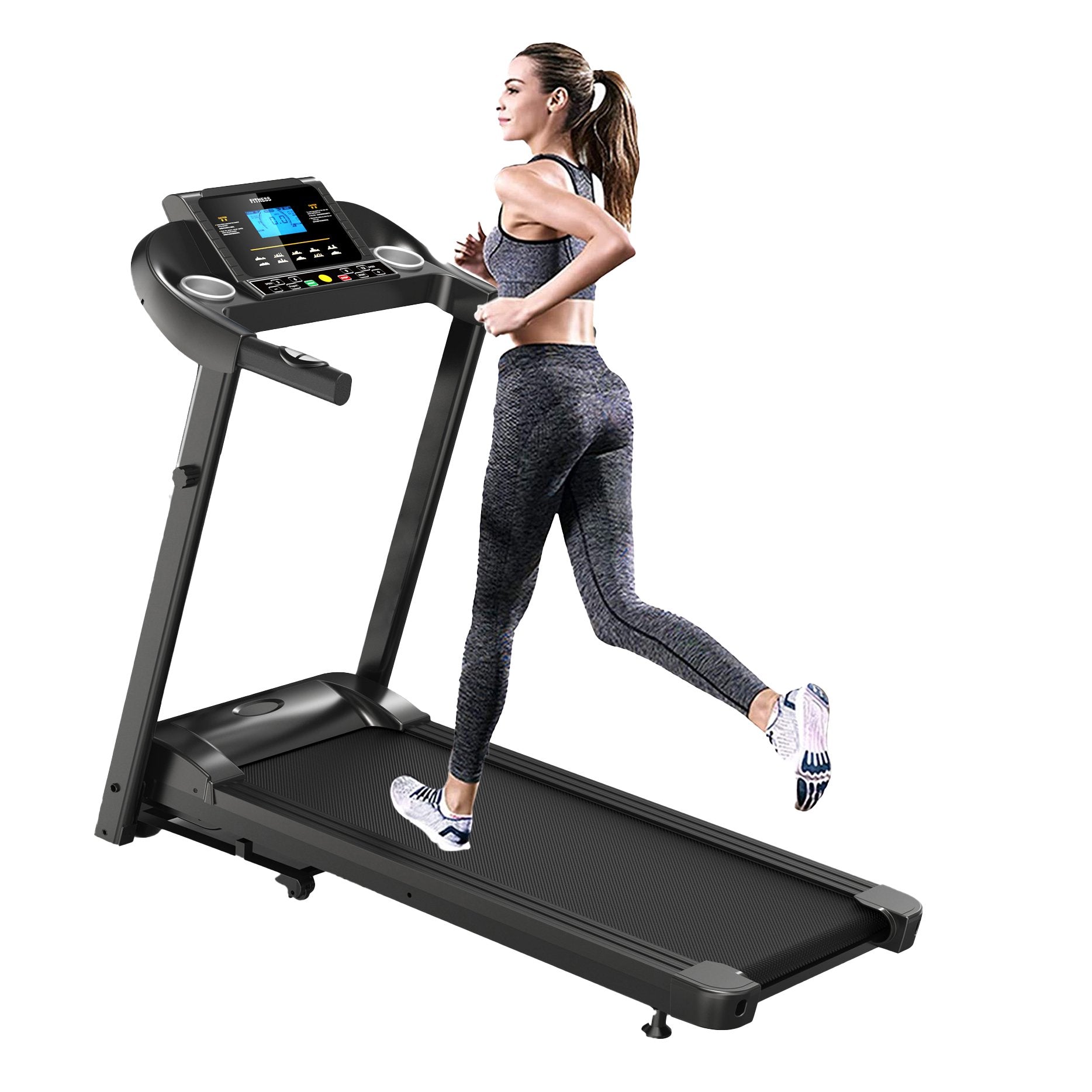 SUGIFT 5 inch LCD Screen Electric Treadmill with MP3, Foldable Treadmill Suitable for Home Gym