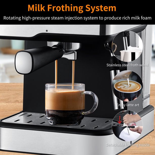 SUGIFT  20 Bar Espresso Maker,950W Detachable frothing nozzle,1.5L detachable transparent water tank Coffee Maker, Cappuccino, Latte, Machiato