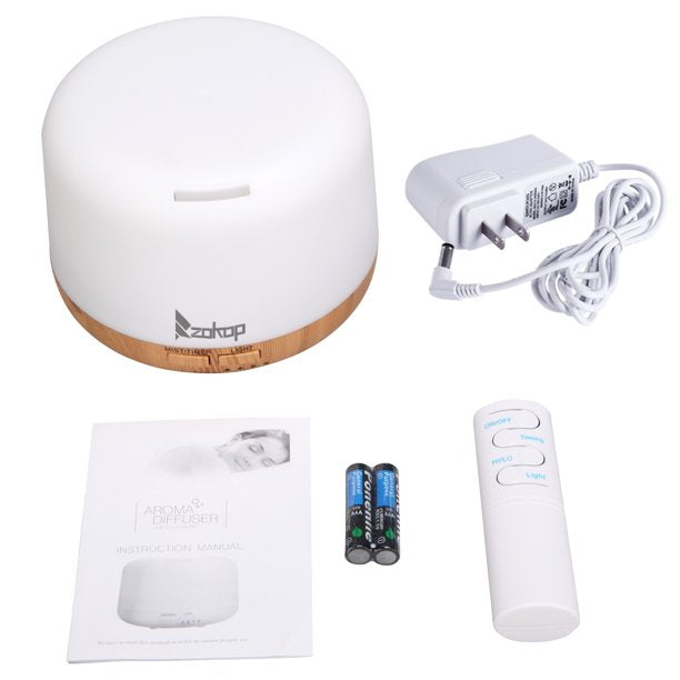 Aromatherapy Oil Diffuser with White Remote Control Color Cycling, Portable Ultrasonic Diffuser, Cold Mist Humidifier