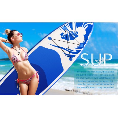 SUGIFT  Inflatable Stand Up Paddle Board with Carry Bag(10 Feet,Blue And White)
