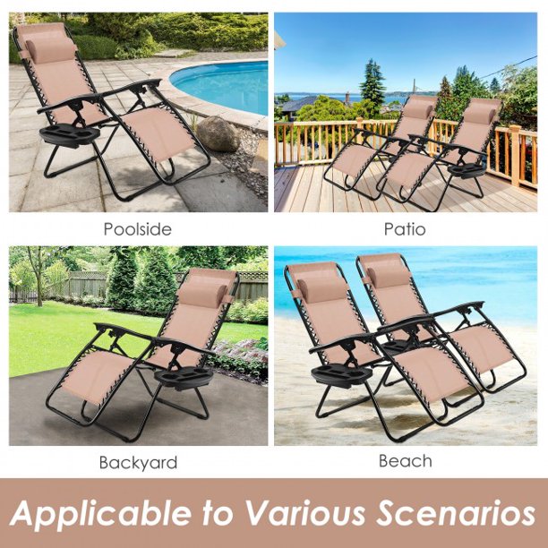 SUGIFT  Folding Lounge Chair Outdoor Folding Zero Gravity Reclining Lounge Chair