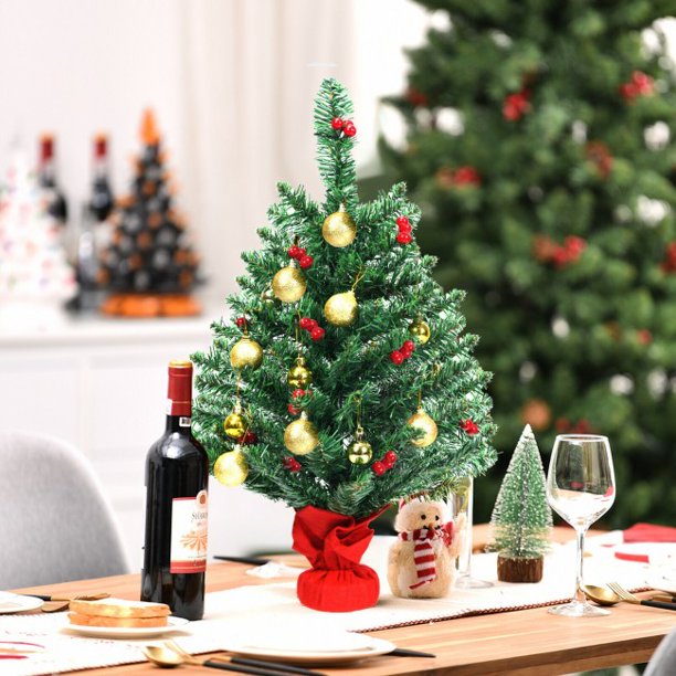 SUGIFT  Table Christmas Tree 2 Feet Tree with Battery Operated LED Lights