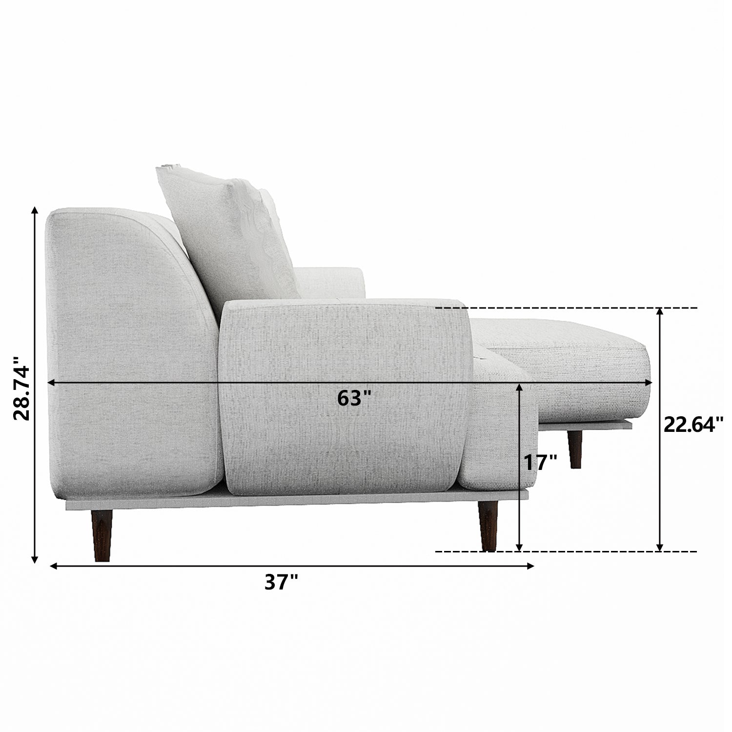 2-Piece Sofa Couch Upholstered L-Shape Sectional Sofas Sets for Living Room