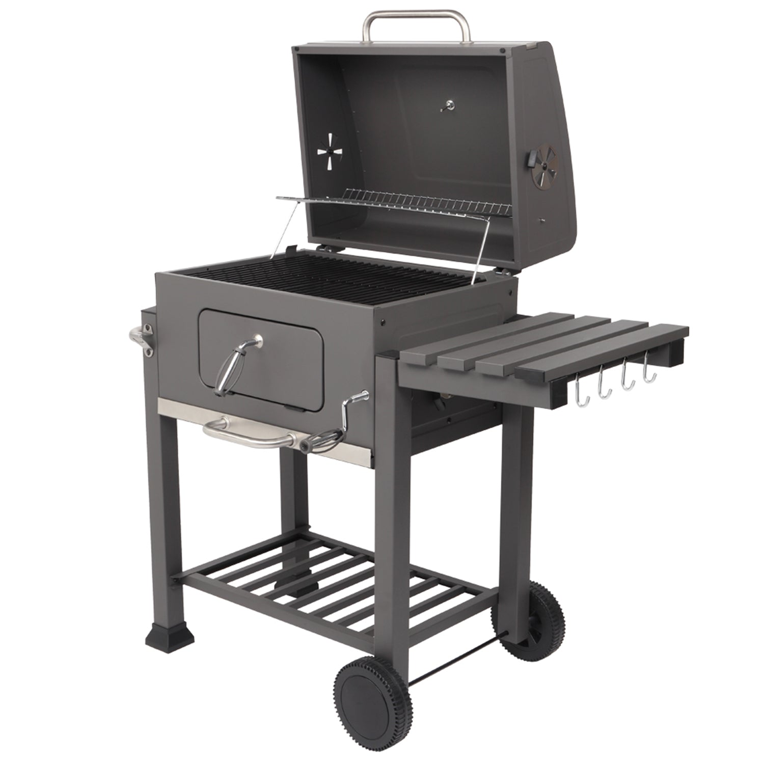 SUGIFT  Removable Square Grill, Charcoal Oven with Movable Wheels, Gray