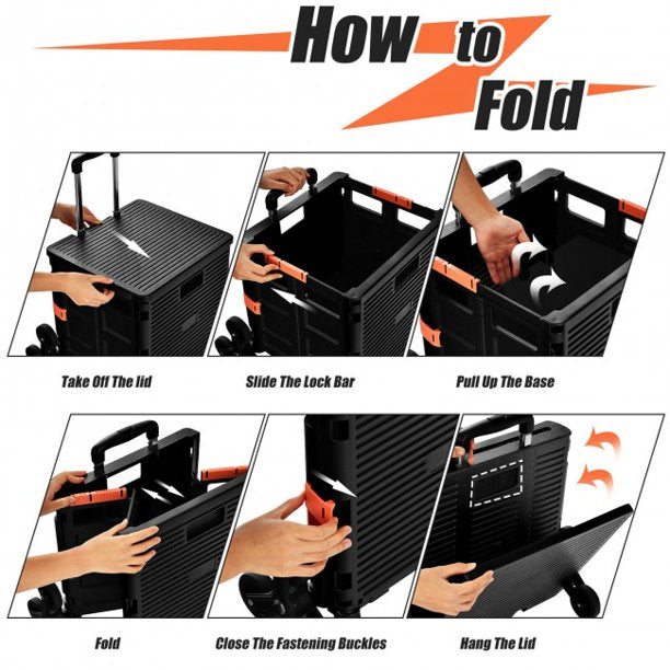 SUGIFT  Shopping Cart Foldable Utility Cart for Travel and Shopping