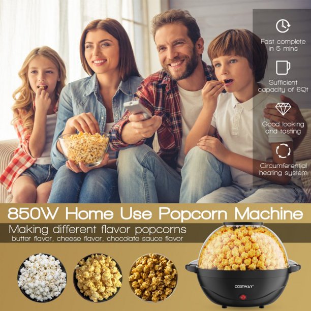 SUGIFT  Popper Maker 6QT Stirring Popcorn Popper Maker with Nonstick Plate