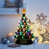 SUGIFT 15Pre-lit Hand-Painted Ceramic Tabletop Christmas Tree Green
