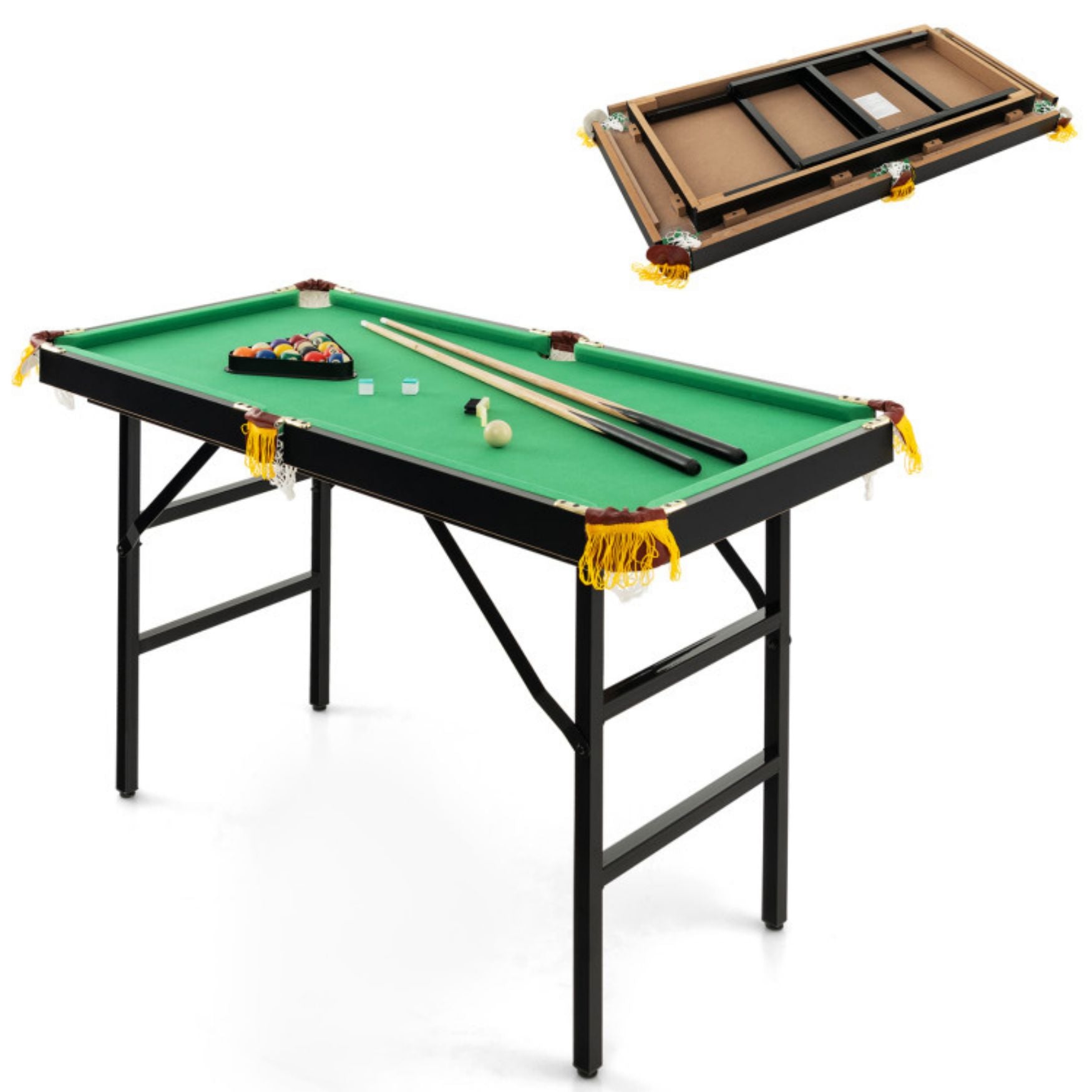 SUGIFT 47 Inch Folding Billiard Table with Cues and Brush Chalk