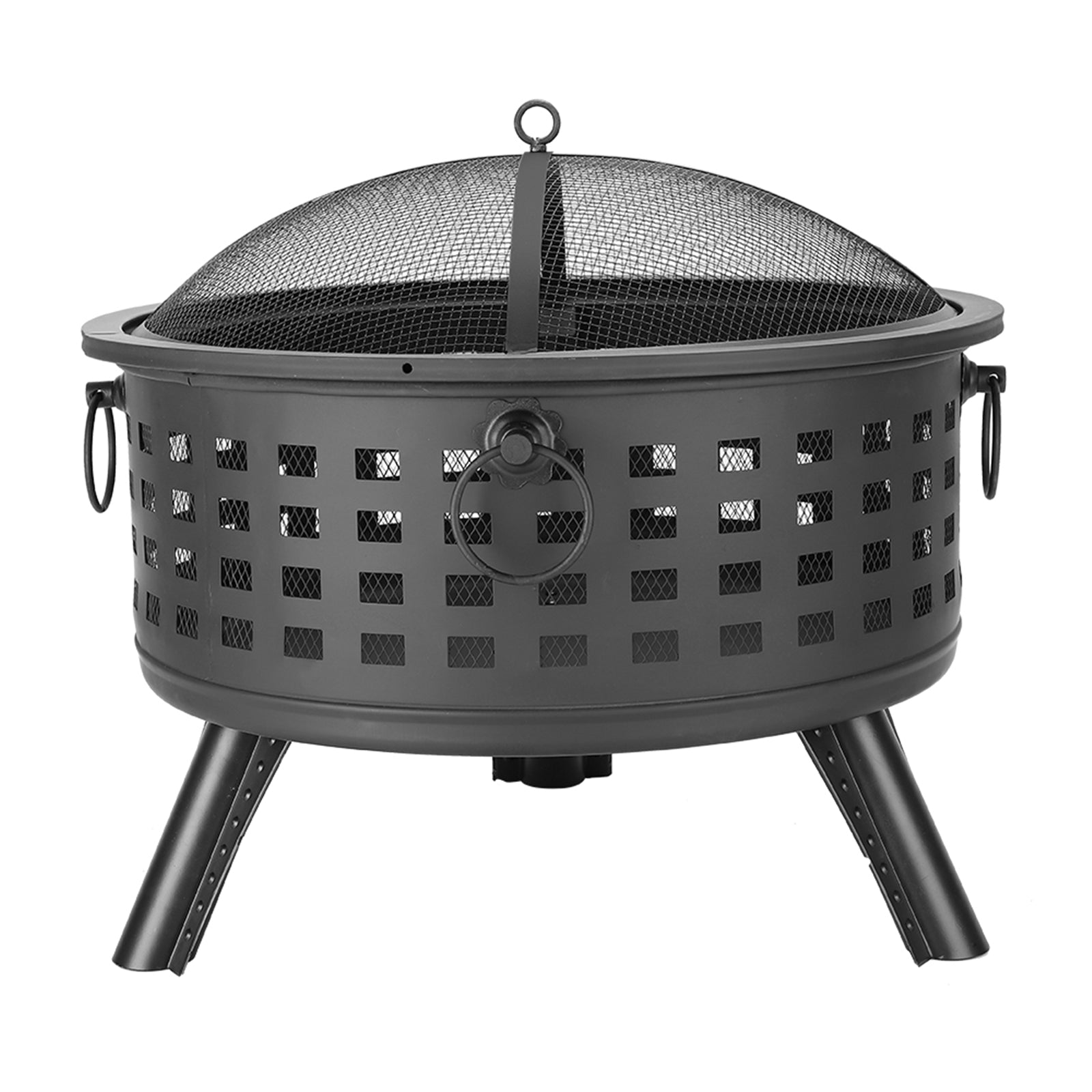 26 in Round Lattice Fire Bowl Black