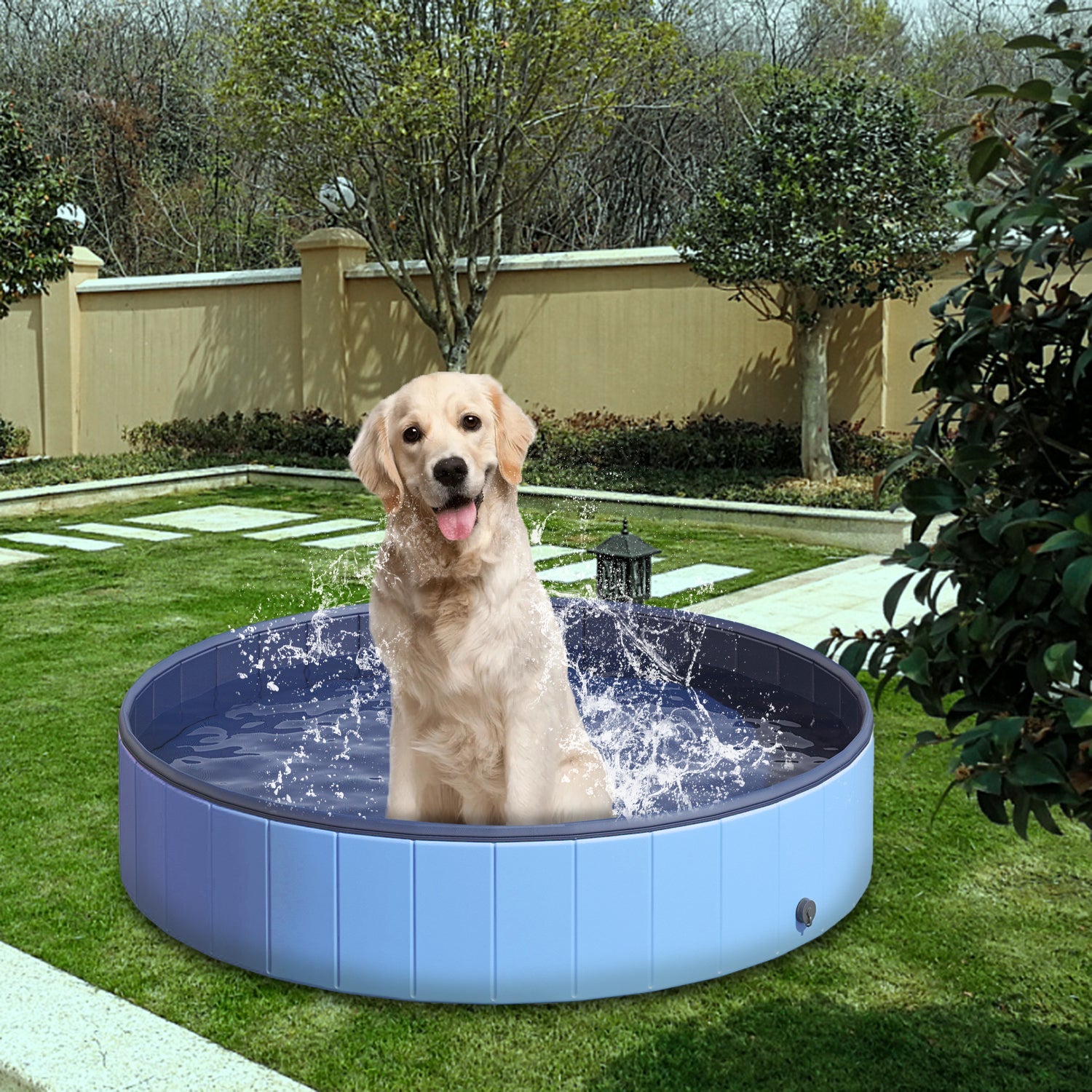 SUGIFT 48-inch Pet Pool, Folding Dog Pool,Children's Pool, Blue