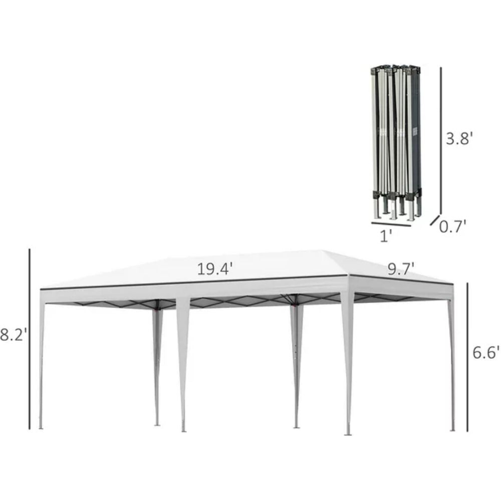 SUGIFT 10 ft. x 20 ft. White Outdoor Pop Up Canopy Gazebo Wedding Party Tent