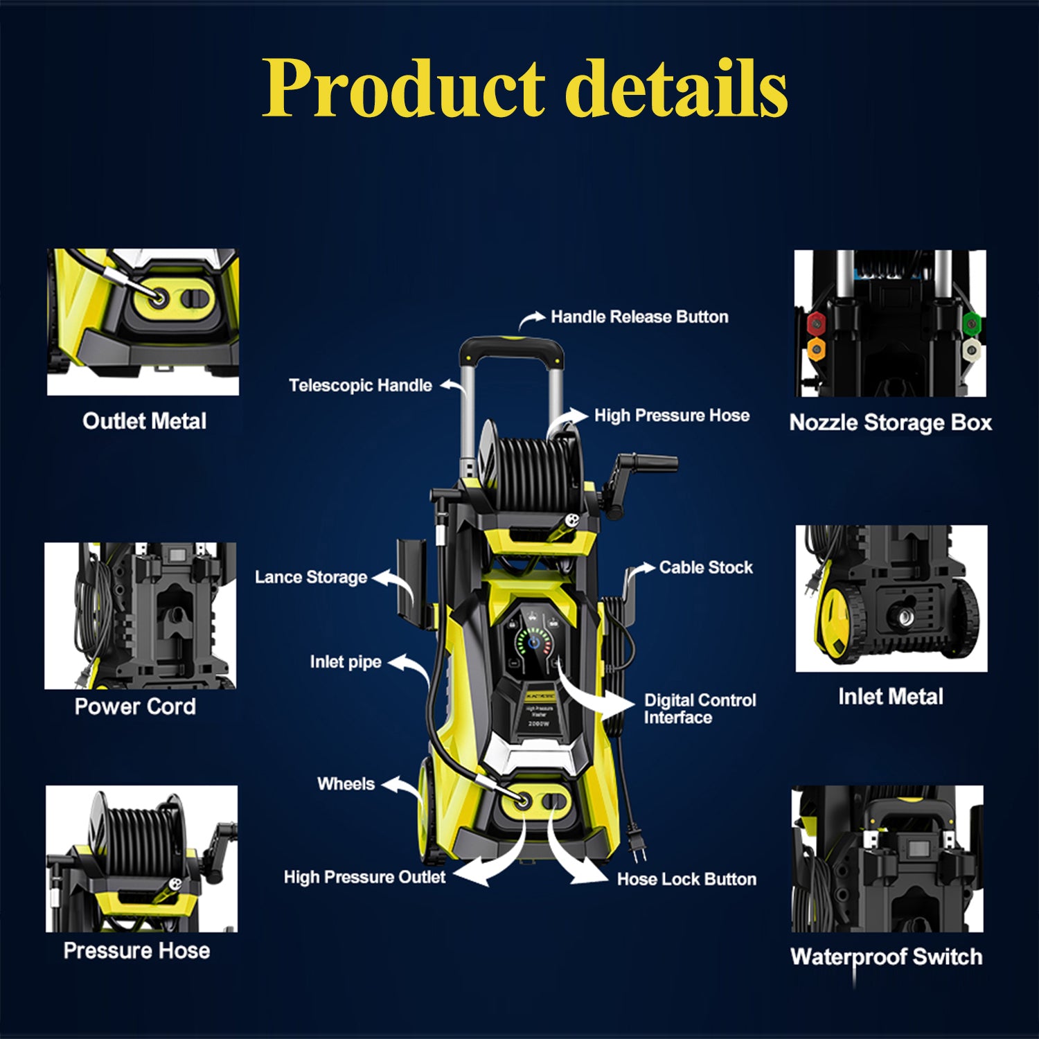 2600 Max PSI 1.8 GPM 14.5 Amp Electric Pressure Washer with Touch Screen Adjustable Pressure