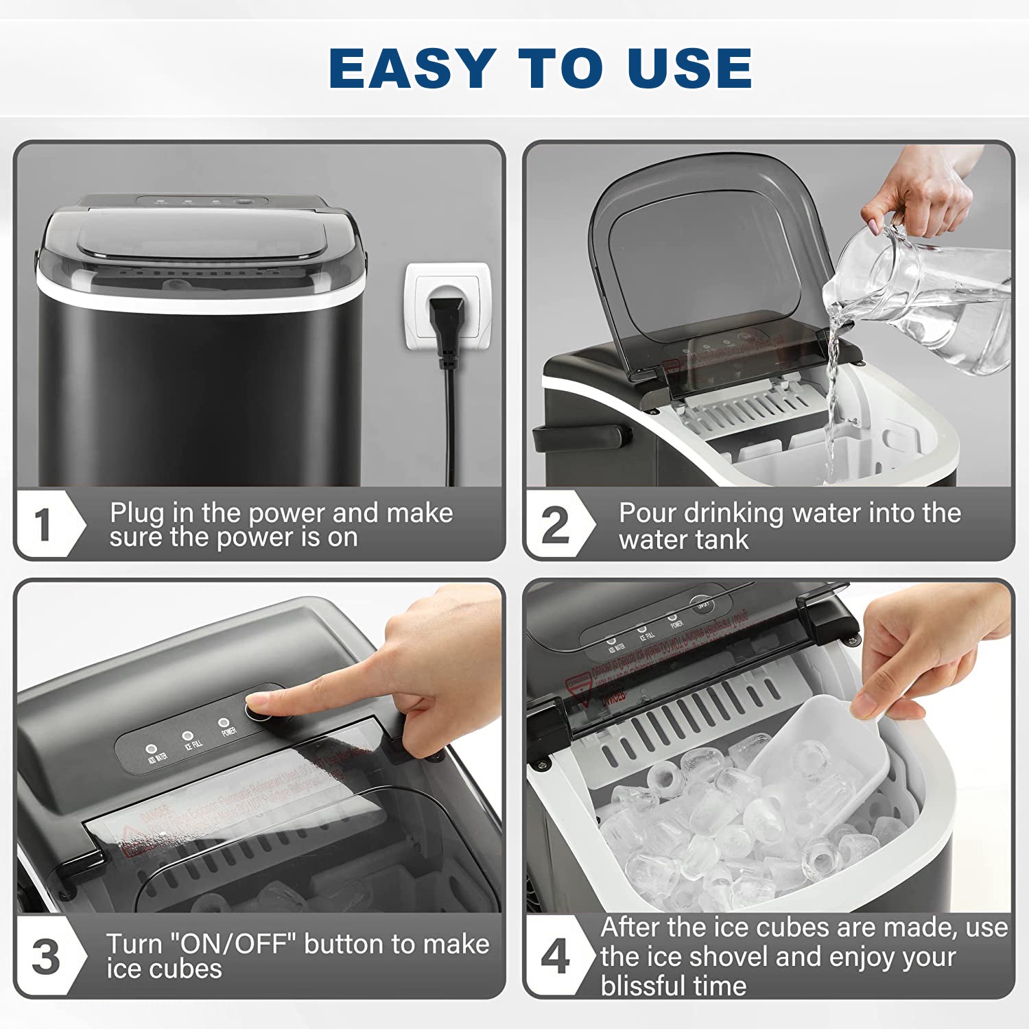 26 lbs Compact Portable Ice Maker Countertop with Handle