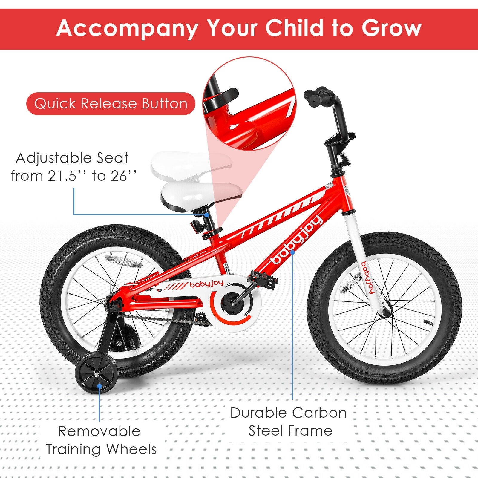 16 Inch Kids Bike Bicycle with Training Wheels for 5-8 Years Old Kids