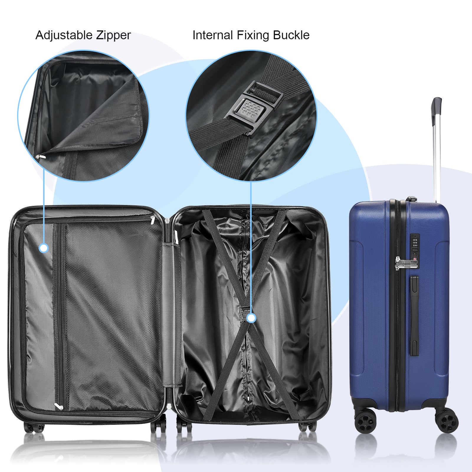 3 Piece Luggage Sets, Trunk Sets ABS Lightweight with TSA Lock & Spinner Wheels, 20in24in28in