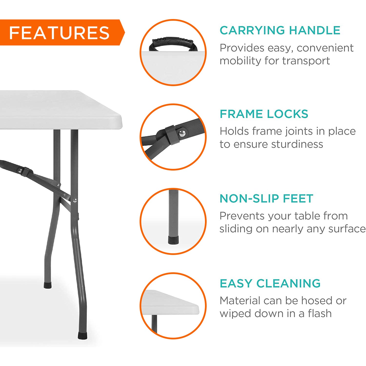 8 ft. Multi-Functional Fold-in-Half Table with Durable Resin Surface