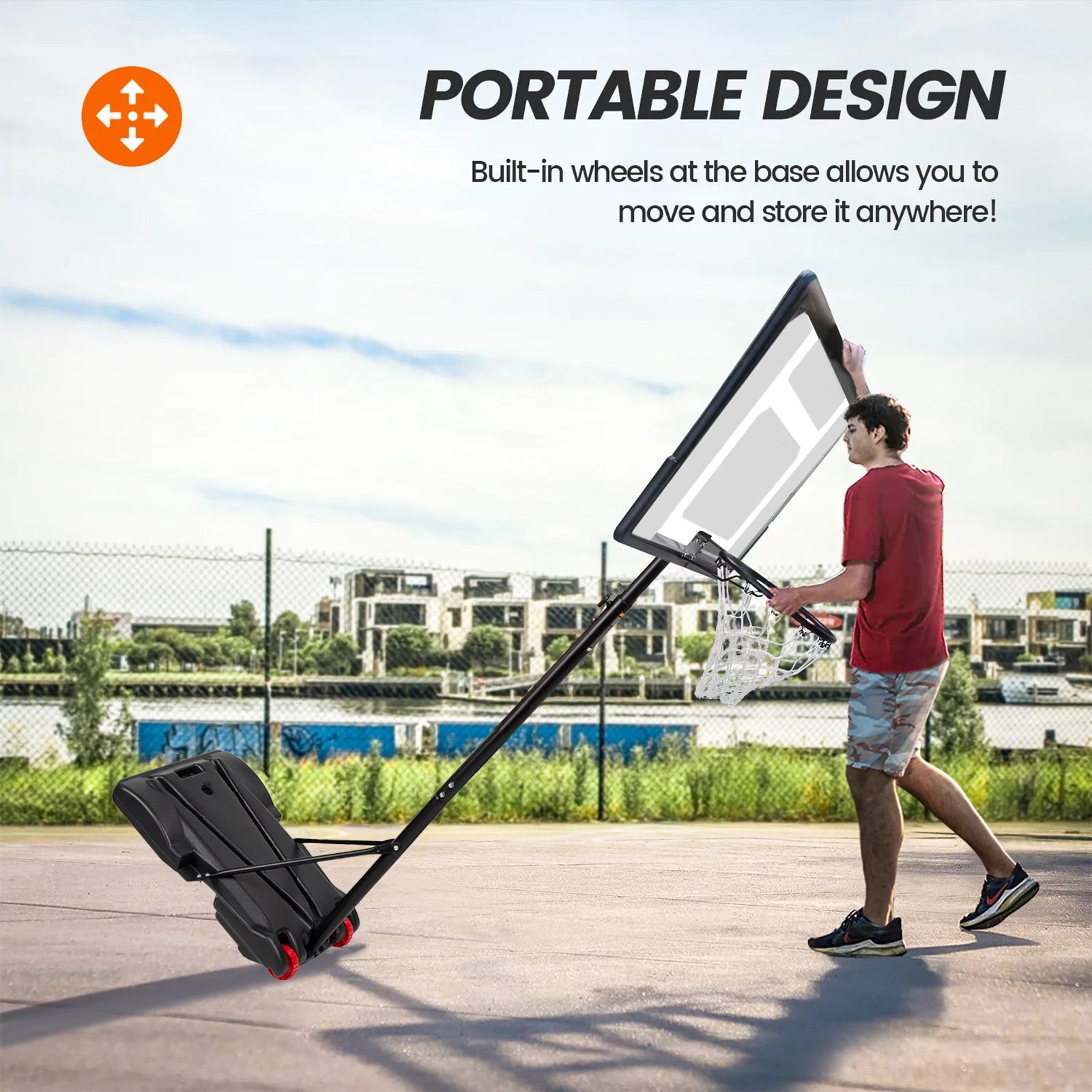Height-Adjustable Portable Basketball Hoop System