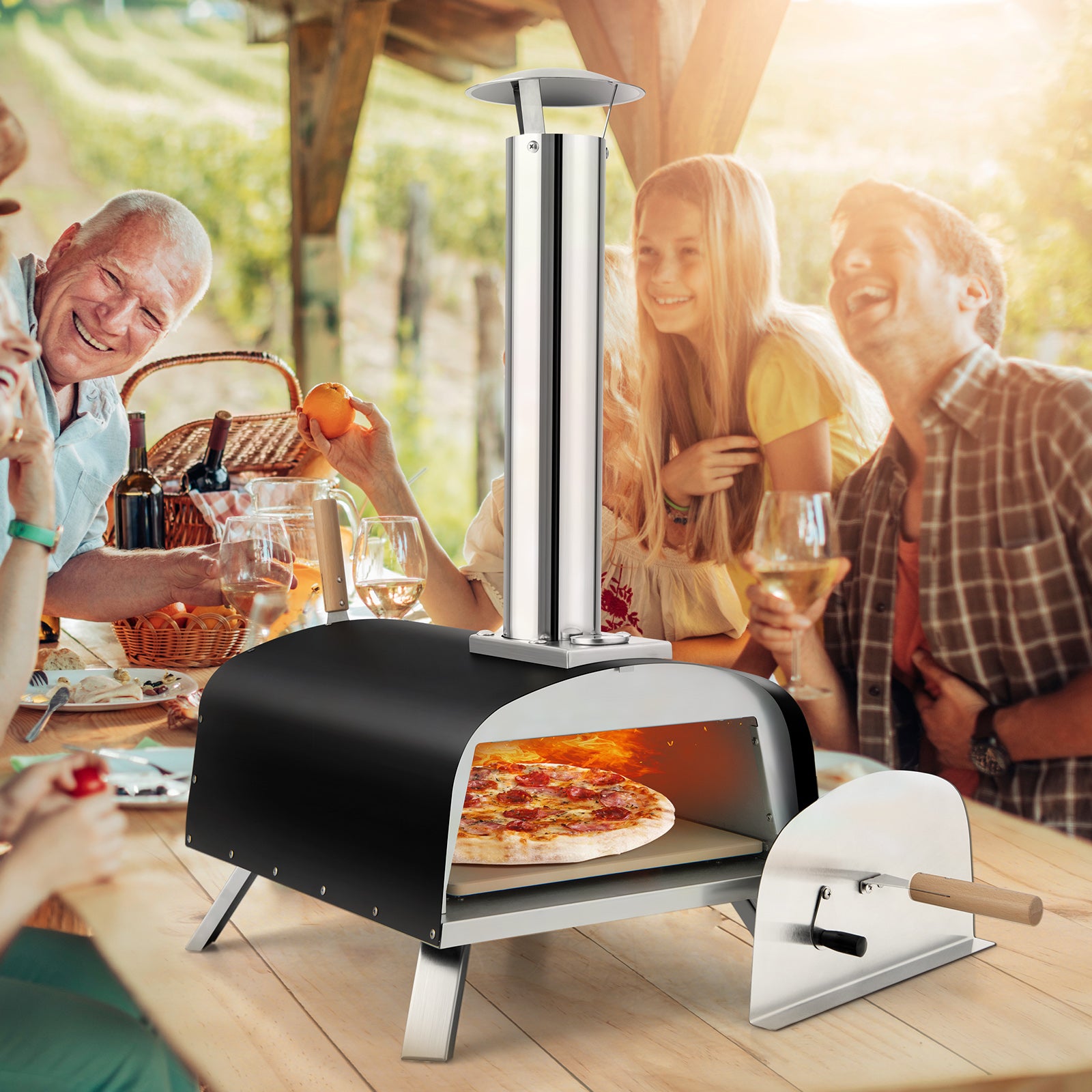 Portable Stainless Steel Outdoor Pizza Oven with 12 Inch Pizza Stone