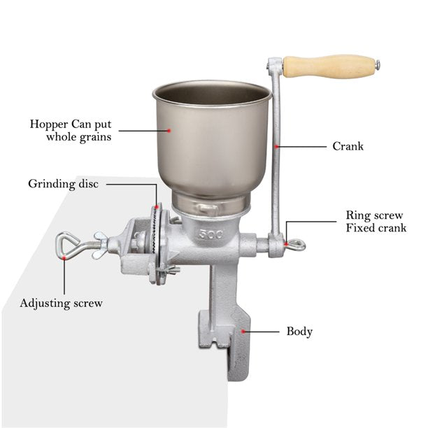 SUGIFT  Home Use Hand Cranking Operation Grain Grinder, Silver