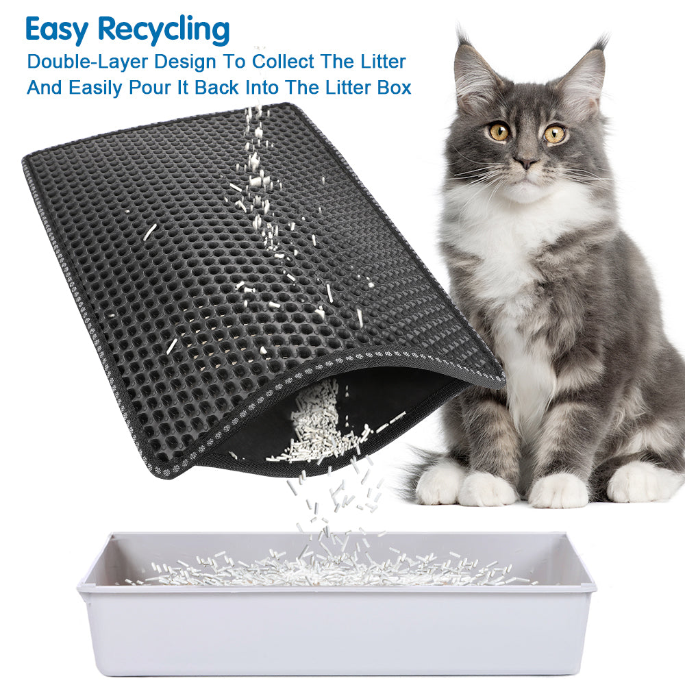 SUGIFT  Black 21 x 14-inch Cat Litter Pad, Washable Household Pet Mat