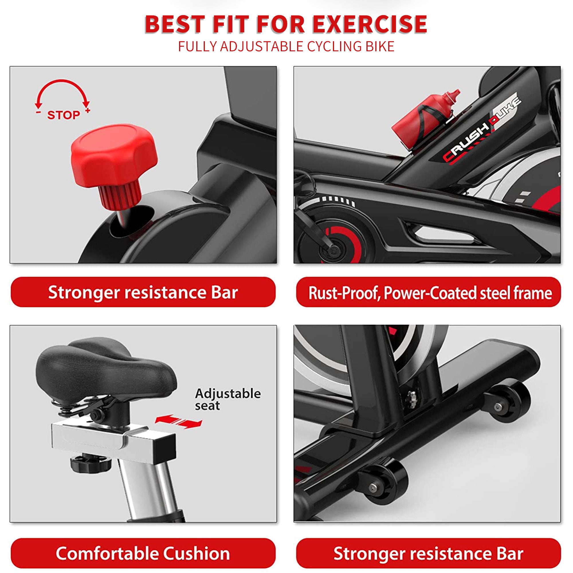 SUGIFT  Adjustable Exercise Bike, Magnetron Exercise Bike with LCD Screen and Bottle Cage