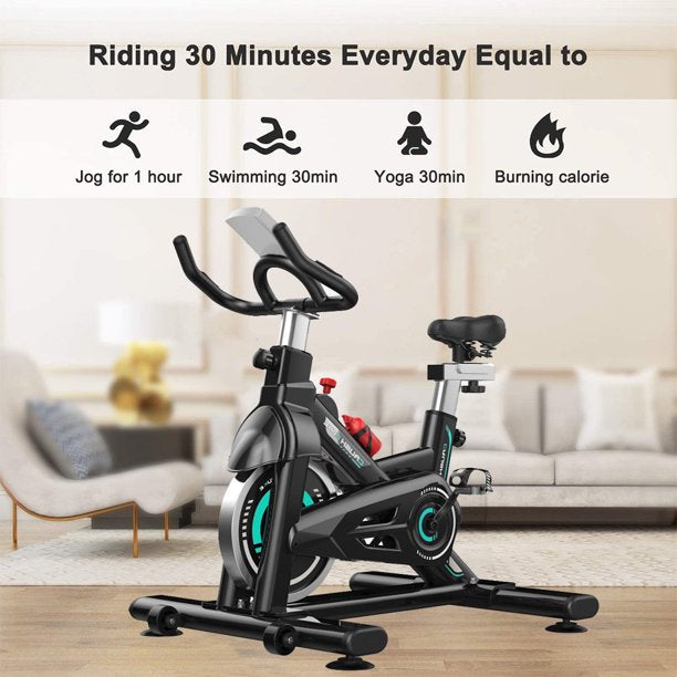 SUGIFT  Adjustable Exercise Bike Magnetically Controlled Exercise Bike with LCD Screen and Bottle Cage Black blue