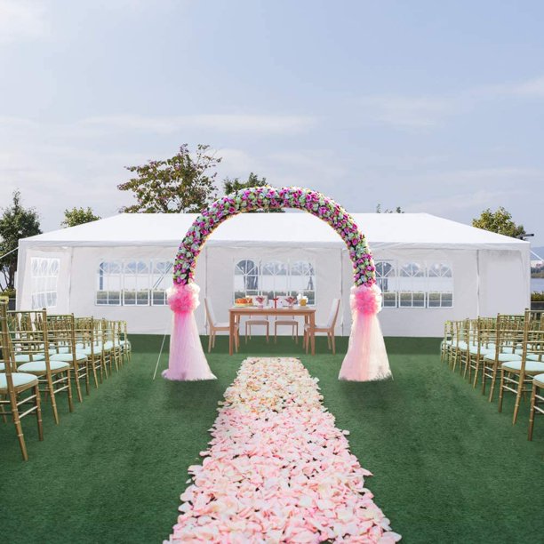 Outdoor Canopy Tent White Wedding Gazebo Canopy Party Tent Practical Waterproof Tent with Brighter Windows,5 Removable Side Walls