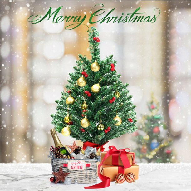 SUGIFT  Table Christmas Tree 2 Feet Tree with Battery Operated LED Lights