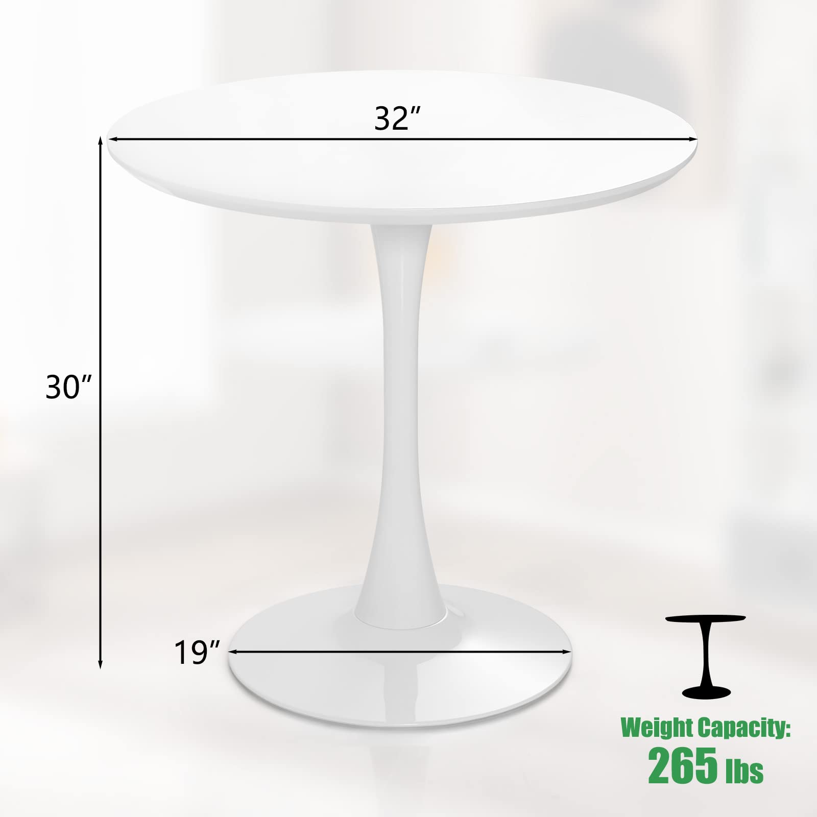 32 Inch Round Outdoor Patio Dining Table with MDF Top