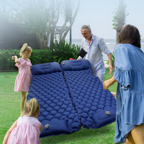 Compact Camping Sleeping Pad, Self Inflatable Sleeping Mat with Pillow Built-in Pump, Waterproof Camping Air Mattress for Backpacking, Hiking, Tent, Traveling