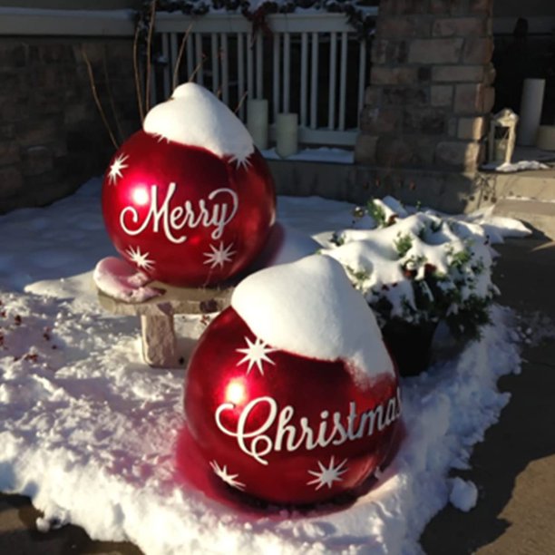 SUGIFT  2Pcs Christmas Inflatable Decorated Ball,Giant Christmas Inflatable Outdoor Decorations Holiday inflatables Balls Decoration (Merry+Christmas)