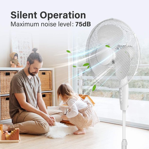 SUGIFT  Oscillating Fan Stand Fan Pedestal Fan, Adjustable 3 Levels Speed 90¡ãHorizontal Oscillating &  30¡ãVertical Adjustment  16in