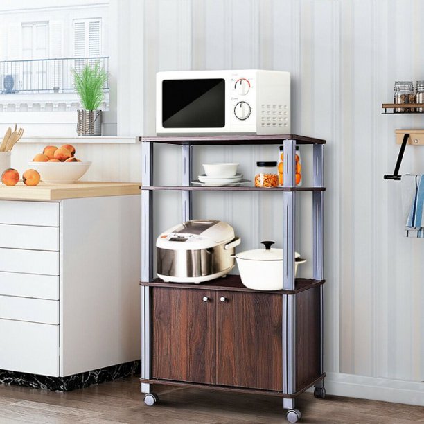 SUGIFT  Storage Cart Microwave Rack Stand Rolling Storage Cart