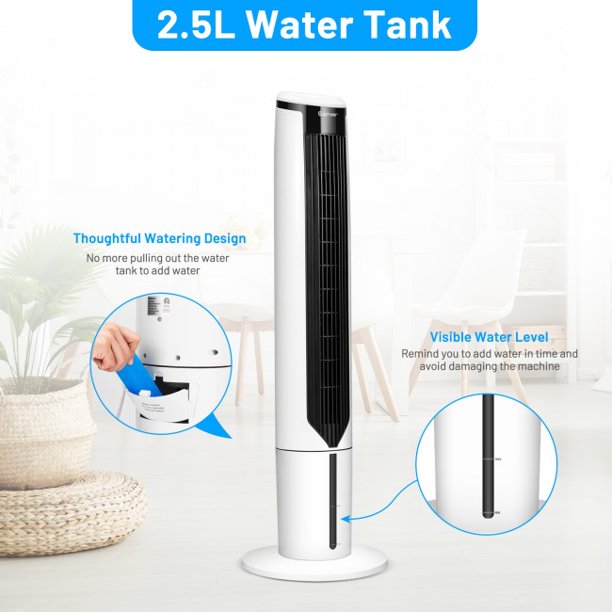 SUGIFT  Air Cooler Tower Fan 70¡ã Oscillation Fan Portable 41 Inch 3 Modes 3 Speeds 9 Hours Timer Remote Panel Led Screen