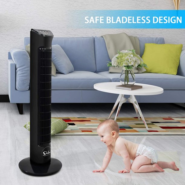 SUGIFT  32in Electric Oscillating Tower Fan, Remote Control, 7.5-hour Built-in timer, 9 different air flow