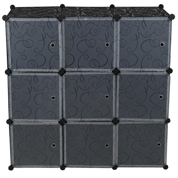 SUGIFT  9-Cube Storage Organizer Bookshelf Closet Organizer, White and Black