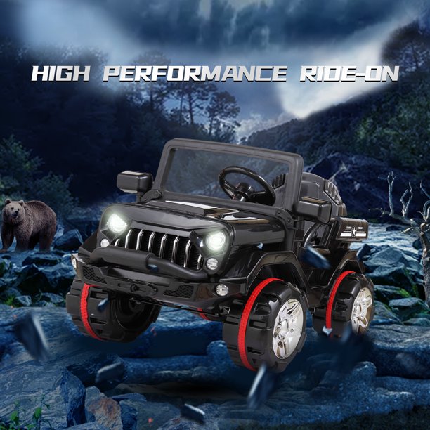 SUGIFT  12V Electric Ride On Cars Kids Battery-Powered SUV with Remote Control W/ MP3 Player, LED Headlights, Black
