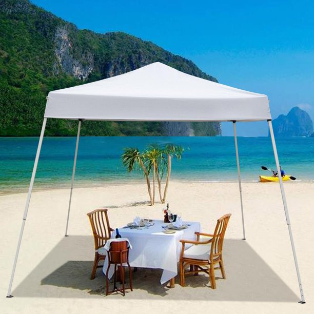 SUGIFT  10x10 Instant Canopy Pop up Wedding Party Tent Folding Gazebo Beach Canopy White with Carry Bag