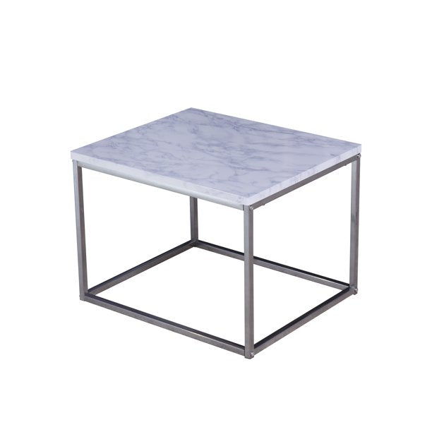 SUGIFT  Coffee Table with MDF Top, Nesting Table End Desk with Metal Legs White 17.71 x 20.87 x 15.35 inch