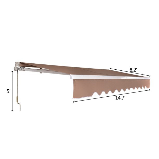 SUGIFT  13x8ft Retractable Patio Awning, Sun Shade Awning Cover, Sandy Color