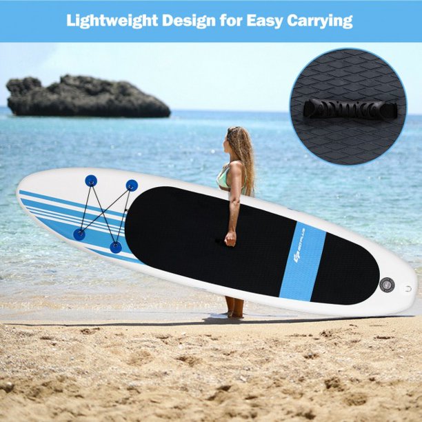 SUGIFT  Inflatable Stand Up Paddle Board with Carry Bag (10 Feet,Blue And White)
