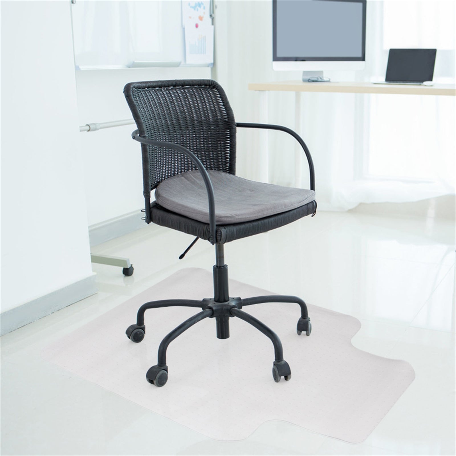 SUGIFT  36 x 48 inch Home Floor Chair Transparent Protective Pad, White PVC Floor Mat