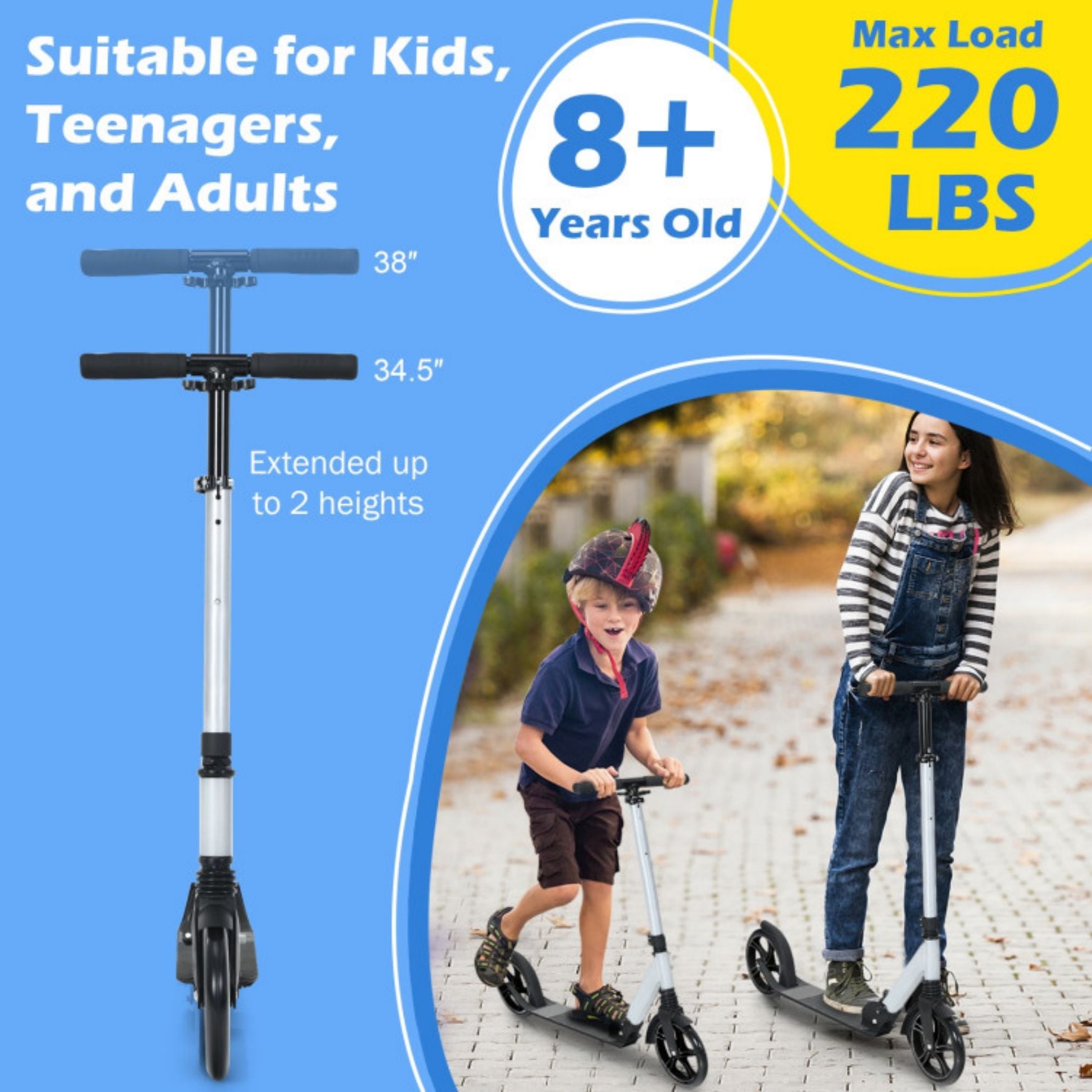 SUGIFT Lightweight Folding Kick Scooter with Strap and 8 Inches Wheel