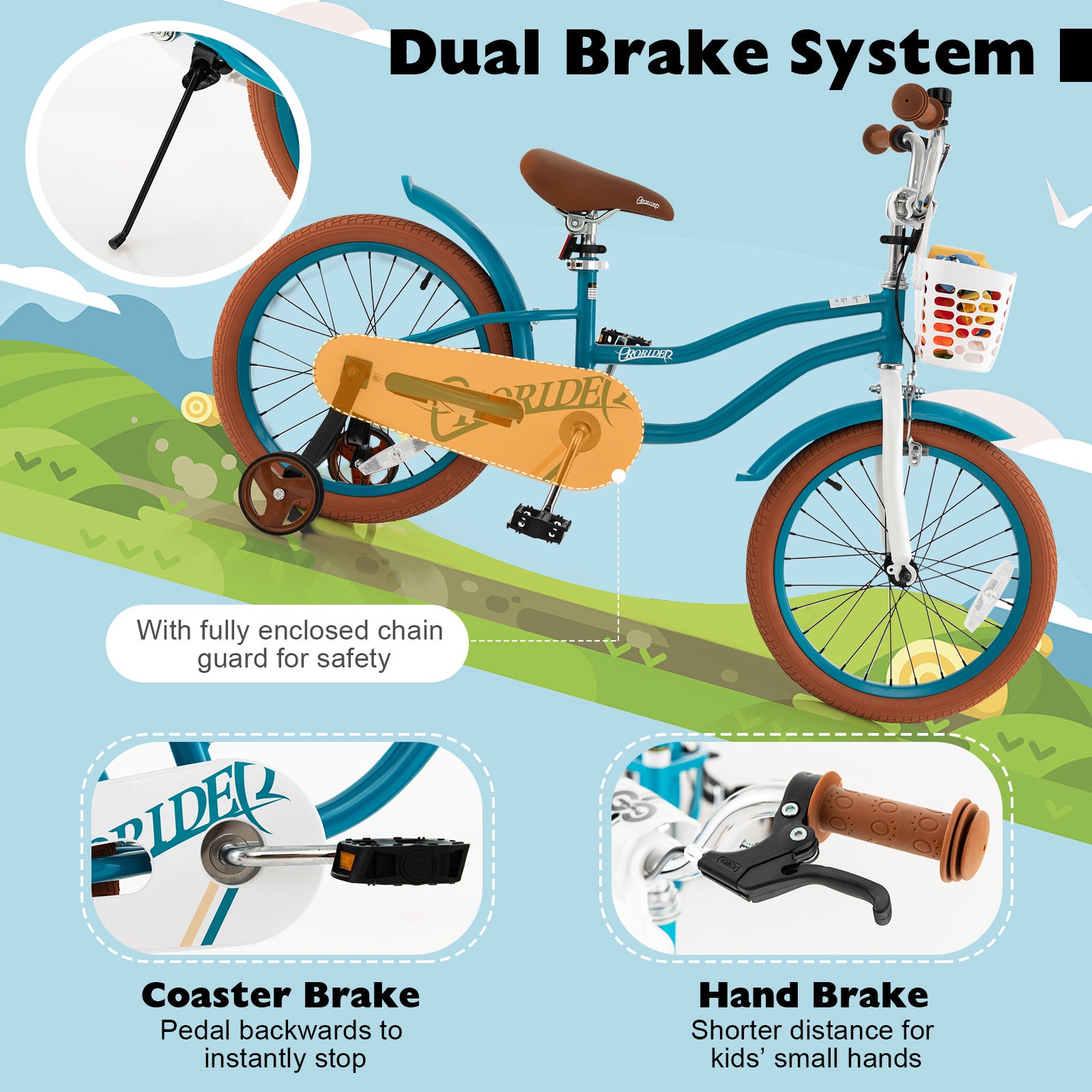 18'' Children Bicycle with Front Handbrake and Rear Coaster Brake